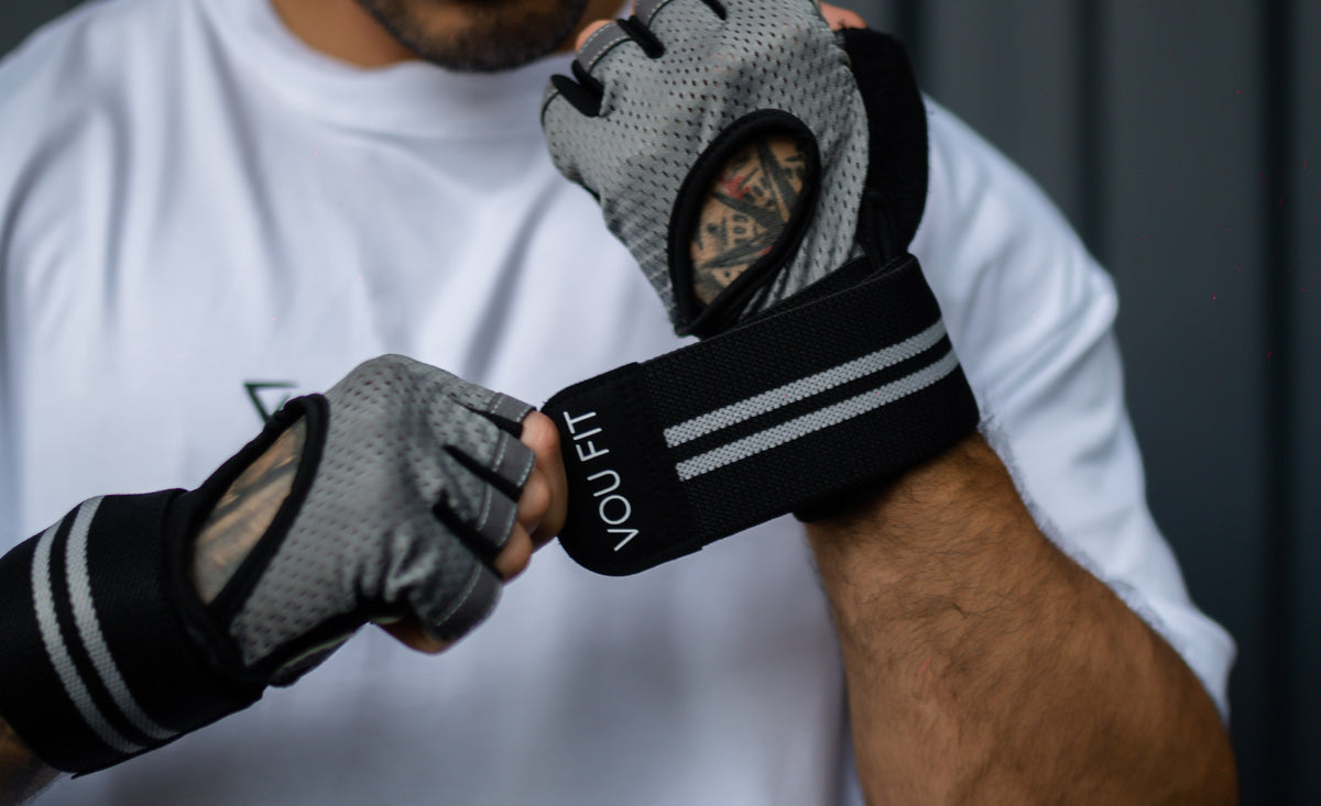 Guantes Premium x Muñequera Gris