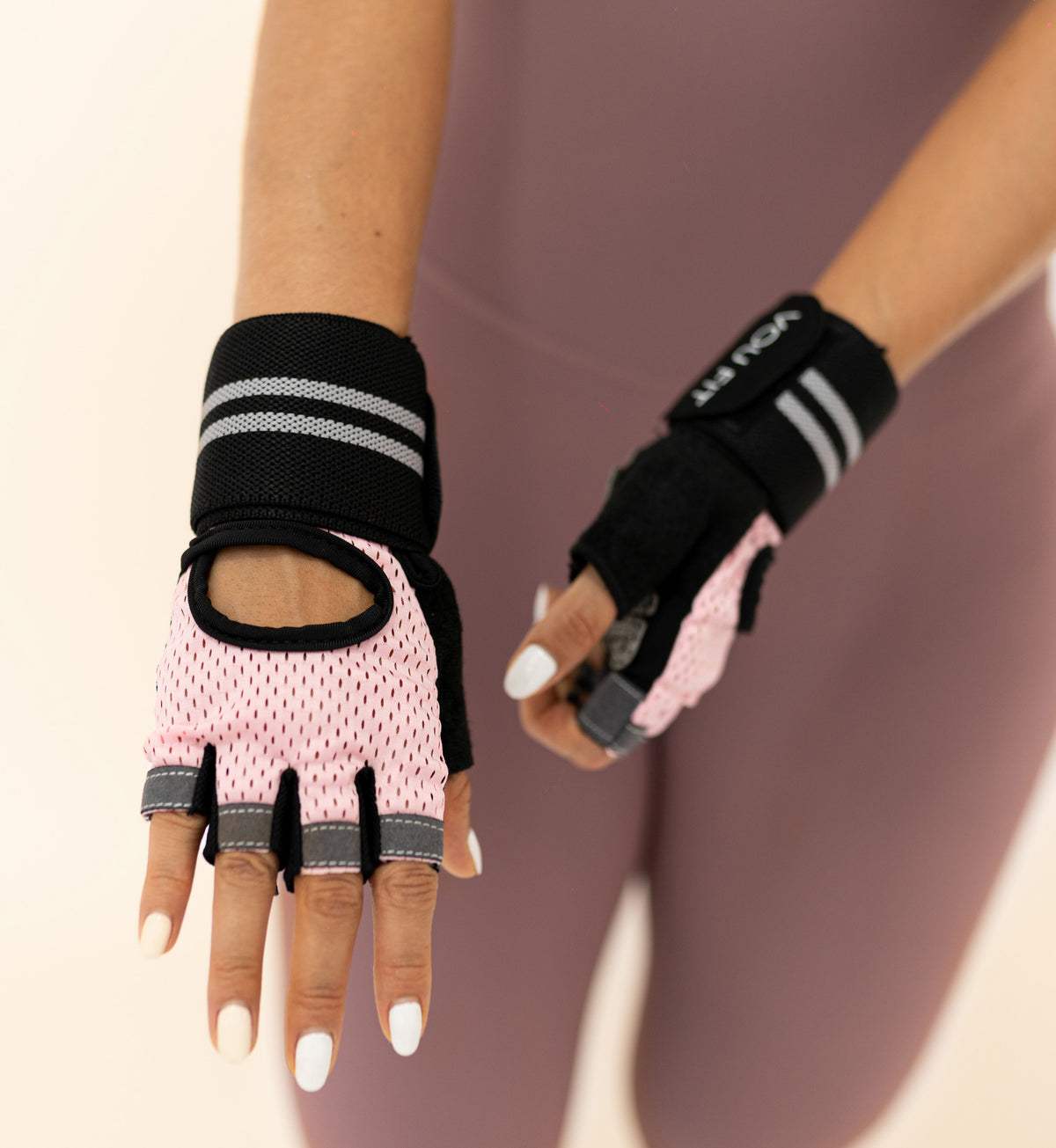 Guantes Premium x Muñequera Rosa