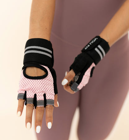 Guantes Premium x Muñequera Rosa