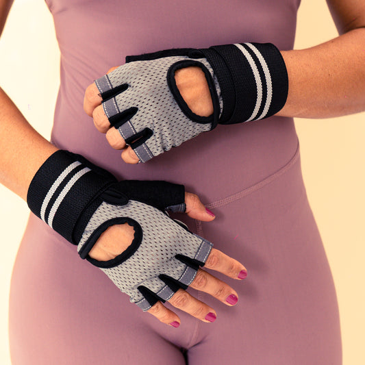 Guantes Premium x Muñequera Gris
