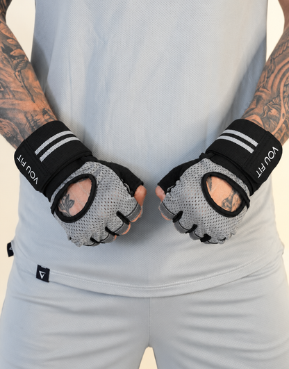 Guantes Premium x Muñequera Gris