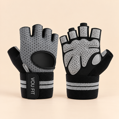 Guantes Premium x Muñequera Gris