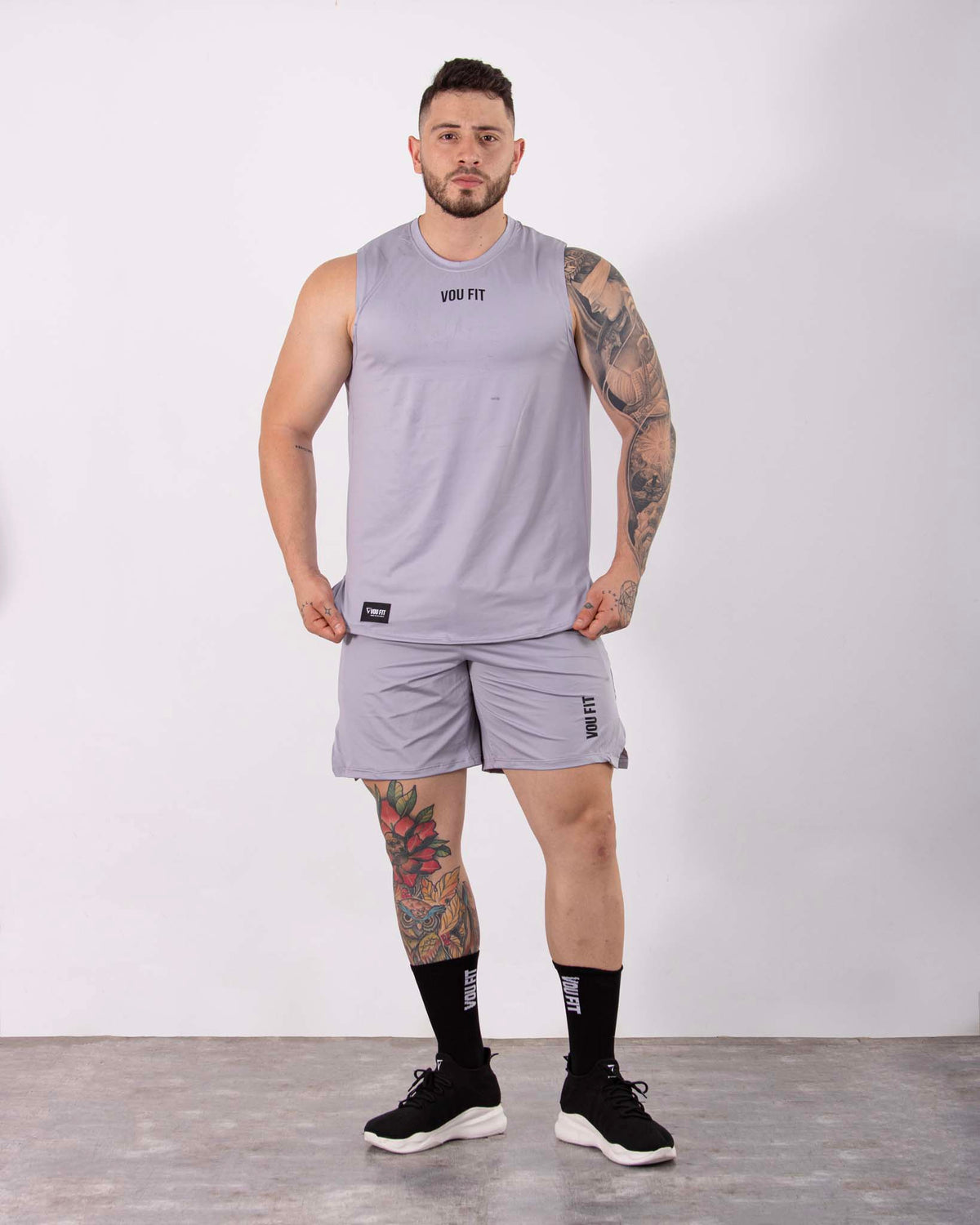 Pantaloneta Abertura Gris Claro - voufit