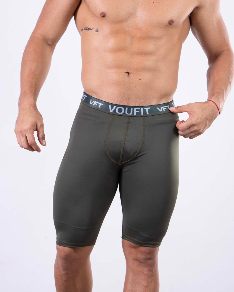 Leggin Compression Corto Verde Militar - voufit