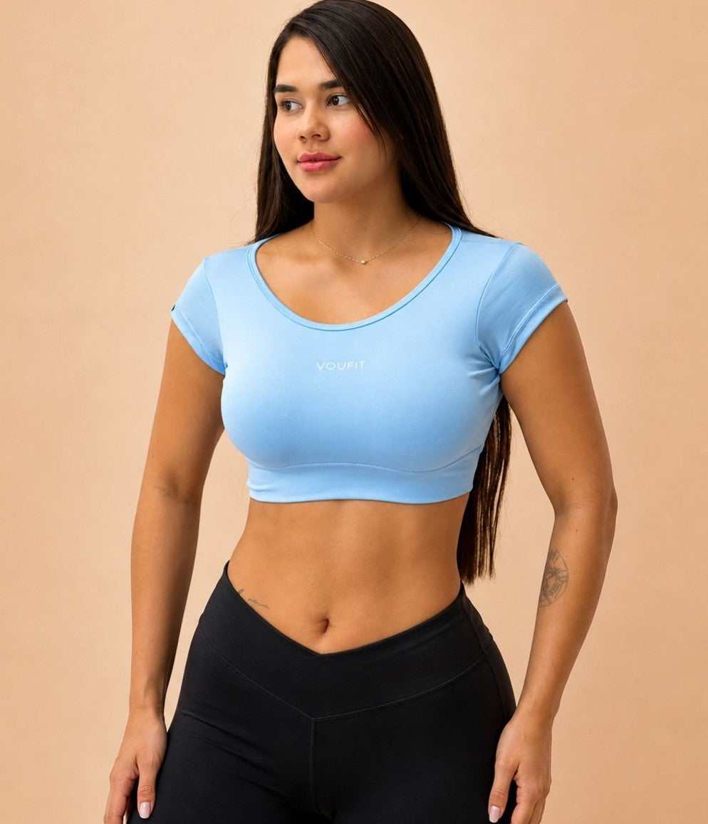 Top Manga Corta Sky blue