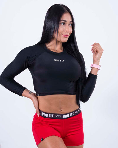 Top Manga Larga Negro - voufit