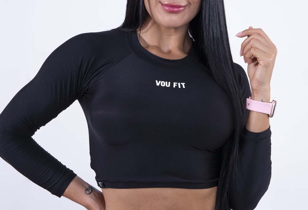 Top Manga Larga Negro - voufit