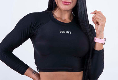 Top Manga Larga Negro - voufit