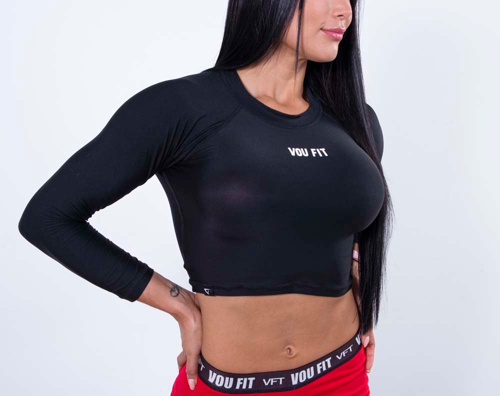 Top Manga Larga Negro - voufit