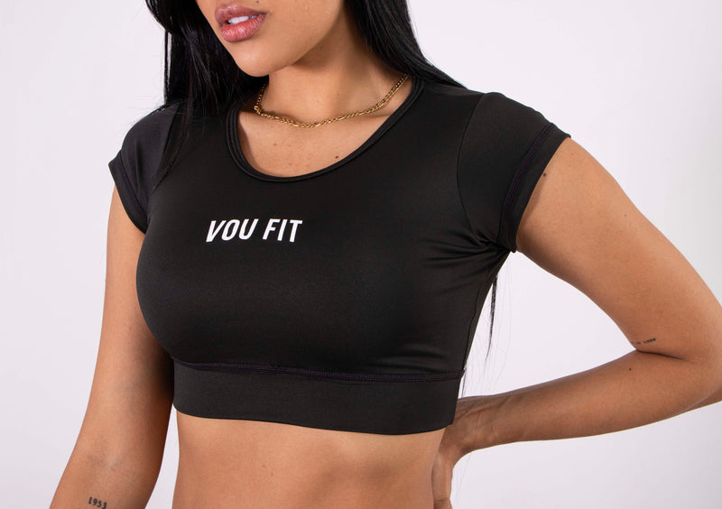 Top Manga Corta Negro - voufit